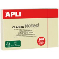 Zelfklevende notes 'CLASSIC Notes!' 75 x 50 mm geel