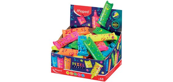 Surligneur Mini PIXEL PARTY, présentoir de 48