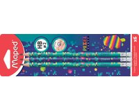 Crayon de papier PIXEL PARTY, avec gomme, blister de 6