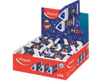 Gomme en plastique Pyramide PIXEL PARTY, présentoir