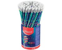 Crayon de papier PIXEL PARTY, avec gomme, pot de 72