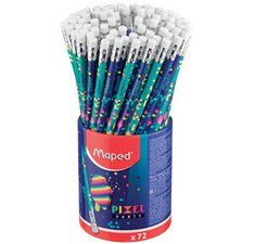 Crayon de papier PIXEL PARTY, avec gomme, pot de 72