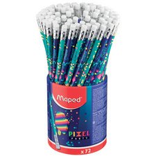 Papierpotlood PIXEL PARTY met gom - pot van 72 stuks