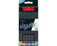 FABER-CASTELL Crayon de couleur Black Edition, étui de 12