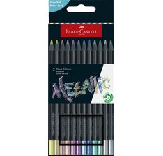 FABER-CASTELL Crayon de couleur Black Edition, étui de 12