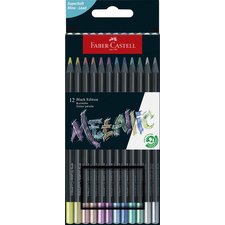 FABER-CASTELL Crayon de couleur Black Edition, étui de 12