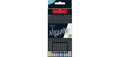 FABER-CASTELL Crayon de couleur Black Edition, étui de 12