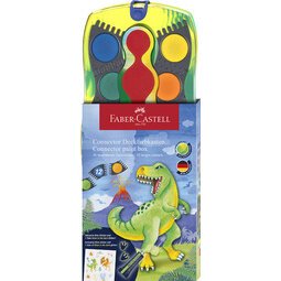 FABER-CASTELL Boîte de peinture CONNECTOR Dino, 12 couleurs