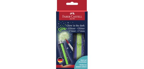 FABER-CASTELL Gel à paillettes Glow in the dark, 2 x 12 ml