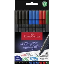 Fijne stift FABER-CASTELL GRIP FINEPEN - kartonnen etui van 10 stuks