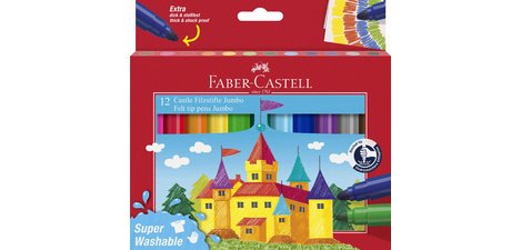 FABER-CASTELL JUMBO Superwaschbarer Filzstift, Etui mit 12