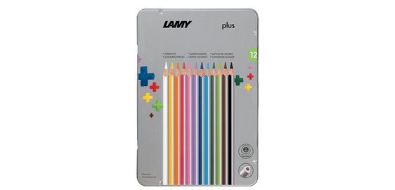 Crayon de couleur triangulaire plus, étui métal de 12