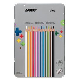 Crayon de couleur triangulaire plus, étui métal de 24