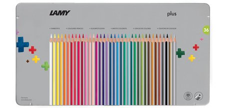 Triangular colored pencil plus, metal case of 36