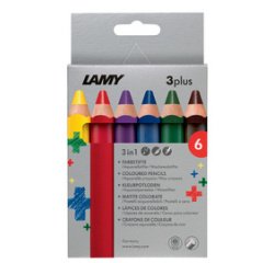 Crayon de couleur 3-en-1 3plus, étui carton de 6