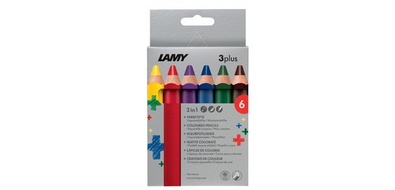 Crayon de couleur 3-en-1 3plus, étui carton de 6