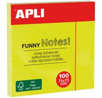 Notes adhésives 'FUNNY Notes!', 125 x 75 mm, jaune fluo