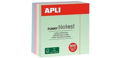 APLI 'FUNNY Notes!' adhesive note cube, 75 x 75 mm