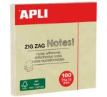 Notes adhésives 'ZIG ZAG Notes!', 75 x 75 mm, jaune