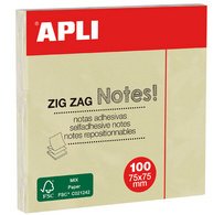 Notes adhésives 'ZIG ZAG Notes!', 75 x 75 mm, jaune