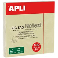 Notes adhésives 'ZIG ZAG Notes!', 75 x 75 mm, jaune