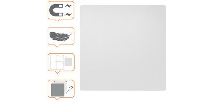 Tableau blanc, acier, 450 x 450 mm, blanc