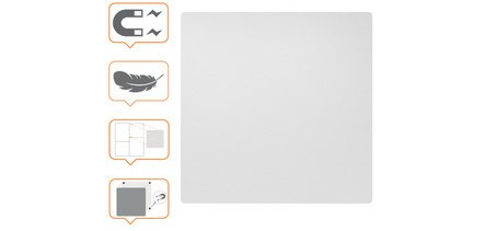 Tableau blanc, acier, 450 x 450 mm, blanc