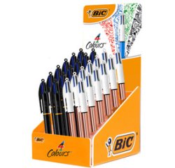 BIC Stylo à bille rétractable 4 Colours, présentoir de 24