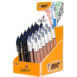 BIC Stylo à bille rétractable 4 Colours, présentoir de 24