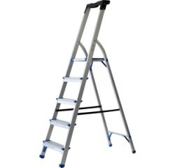 Plooiladder 5 niveaus zilver/blauw