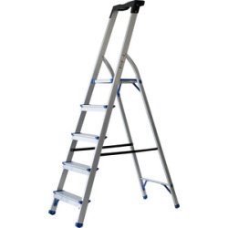 Echelle repliable, 5 niveaux, argent/bleu
