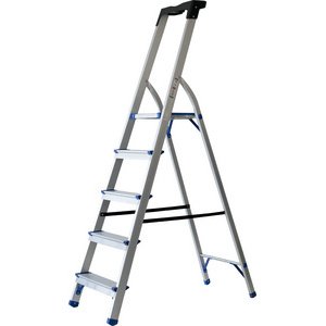 Echelle repliable, 5 niveaux, argent/bleu