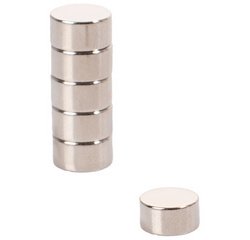 Aimant au néodyme, rond, dimensions: 10 x 5 mm, argent