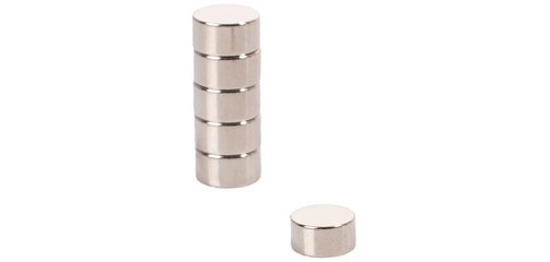 Aimant au néodyme, rond, dimensions: 10 x 5 mm, argent