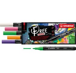 Marqueur stabilo royal free acrylic toutes surfaces t100  pointe fine set 2 coloris     assortis coffret 5 unites