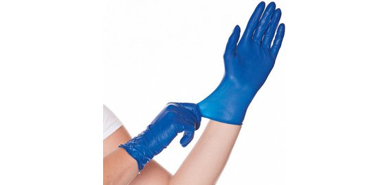 Gant jetable Hygostar Soft blue latex non poudré bleu - Boîte de 100 gants