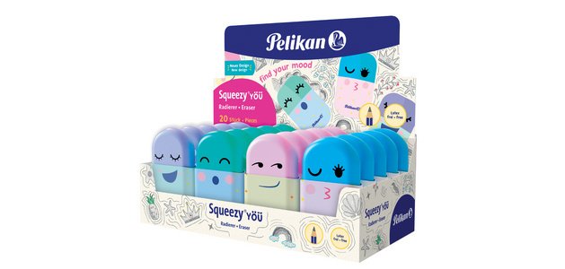 Gomme en plastique Squeezy You, en présentoir