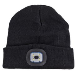 Bonnet avec lampe LED, noir