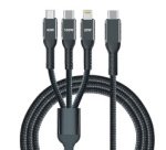Câble de charge 3 en 1, USB-A-Lightning/Micro USB/USB-C