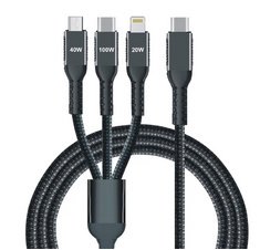 Câble de charge 3 en 1, USB-A-Lightning/Micro USB/USB-C
