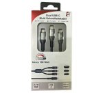 Câble de charge 3 en 1, USB-A-Lightning/Micro USB/USB-C