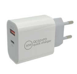 Chargeur secteur USB-C, 1 USB-A / 1 USB-C, 30 W, noir