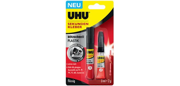 Colle instantanée blitzschnell PLASTIK, 3 ml + 2 g