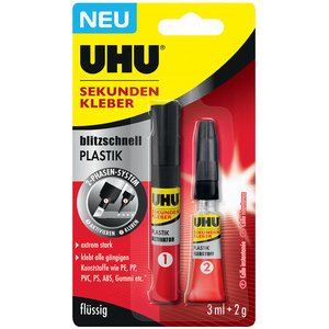 Colle instantanée blitzschnell PLASTIK, 3 ml + 2 g