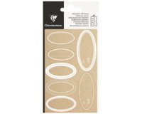 Etiquette Adhésive, Kraft ovale blanc - Blanc