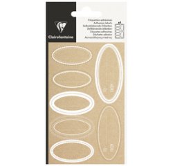 Etiquette Adhésive, Kraft ovale blanc - Blanc