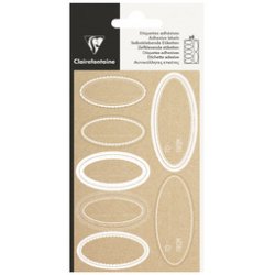 Etiquette Adhésive, Kraft ovale blanc - Blanc