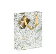 Geschenktasche xl 32x13x24,5 cm, weihnachten wald - grün