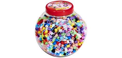 HAMA Perles à repasser maxi, pot plastique, couvercle rouge