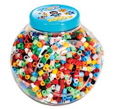 HAMA Perles à repasser maxi, pot plastique, couvercle bleu